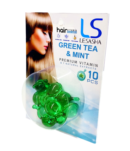 Капсули для волосся Lesasha Hair Serum Vitamin з зеленим чаєм і м'ятою, блістер, 10 шт